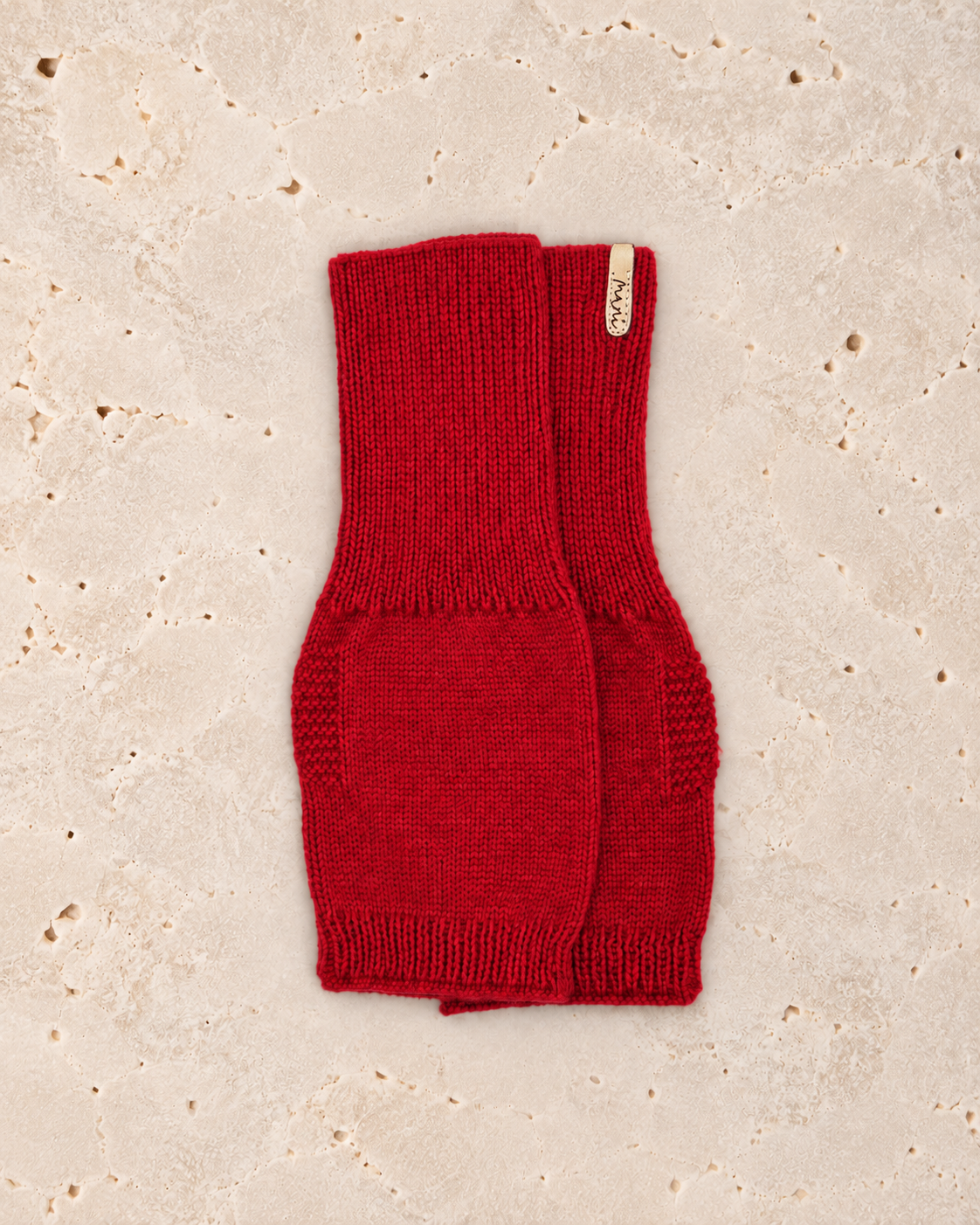 Warme Handstulpen aus 100 % Baby-Alpaka in Rot